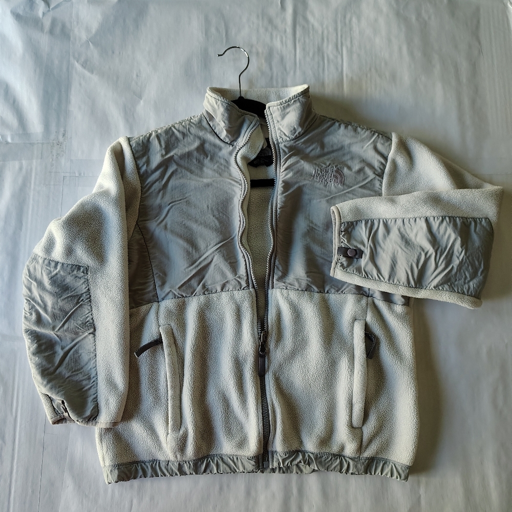 The North Face Jacket Girls Large White Gray Polartec Denali Fleece Gorpcore - Picture 1 of 16